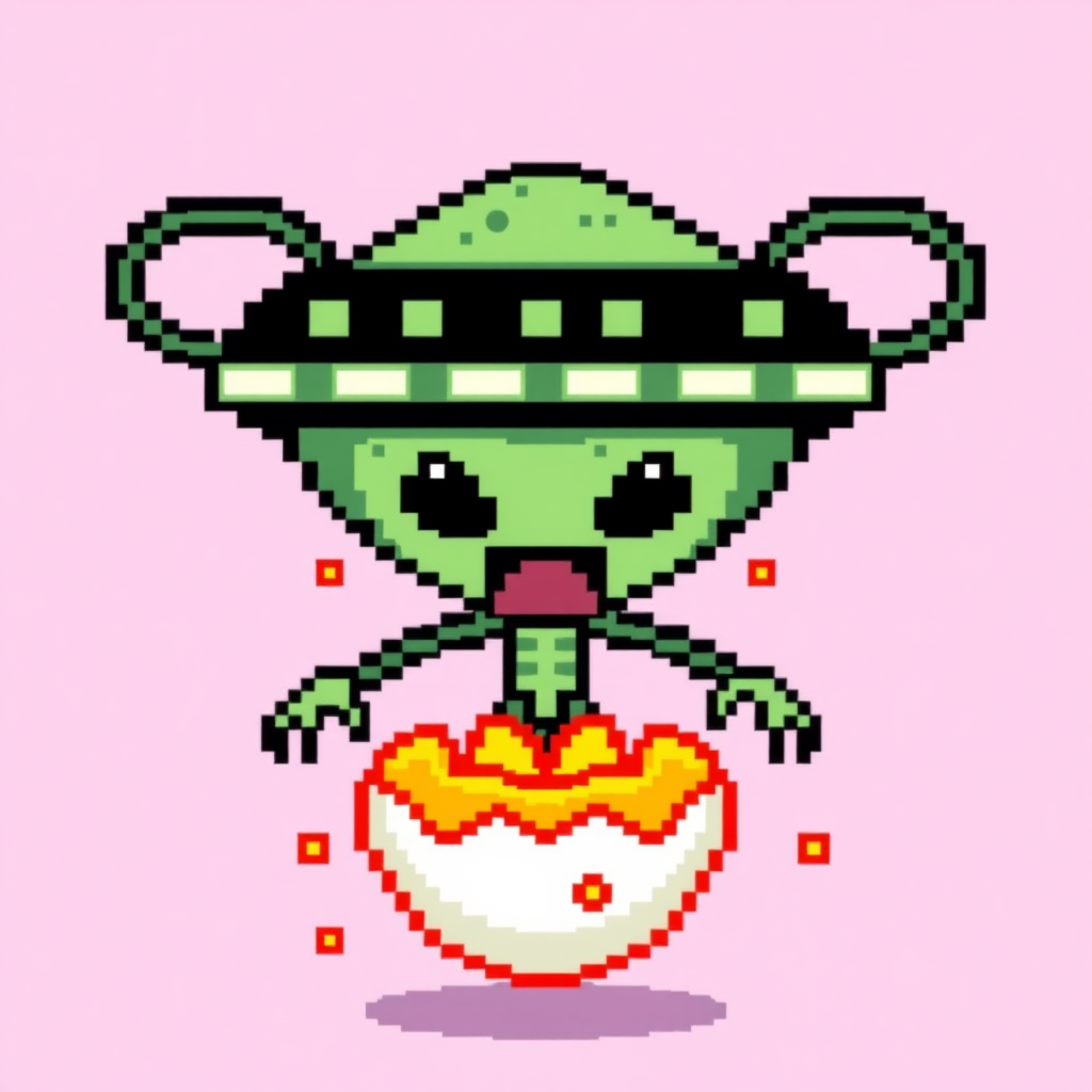 pixel alien abduction egg eater