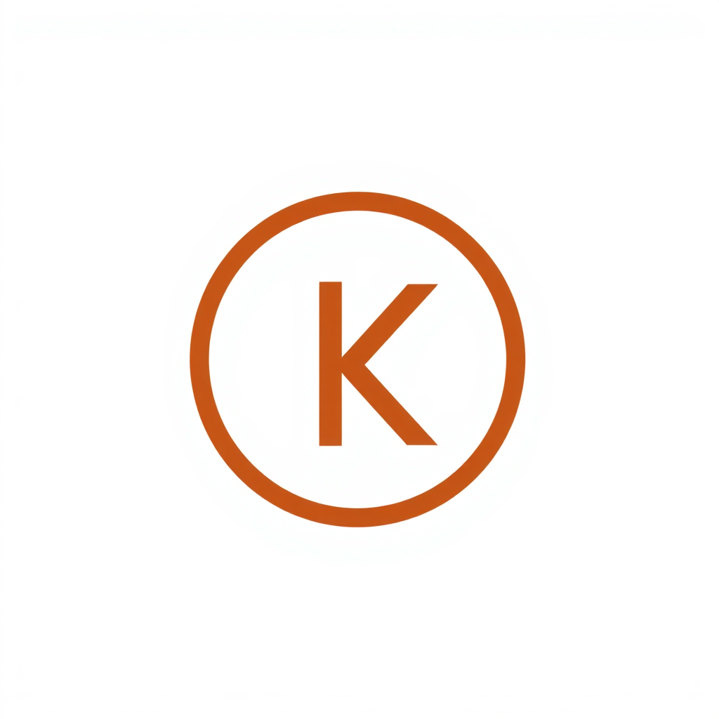 generate a simple vector logo with a "K" within a circle for a marketing agency