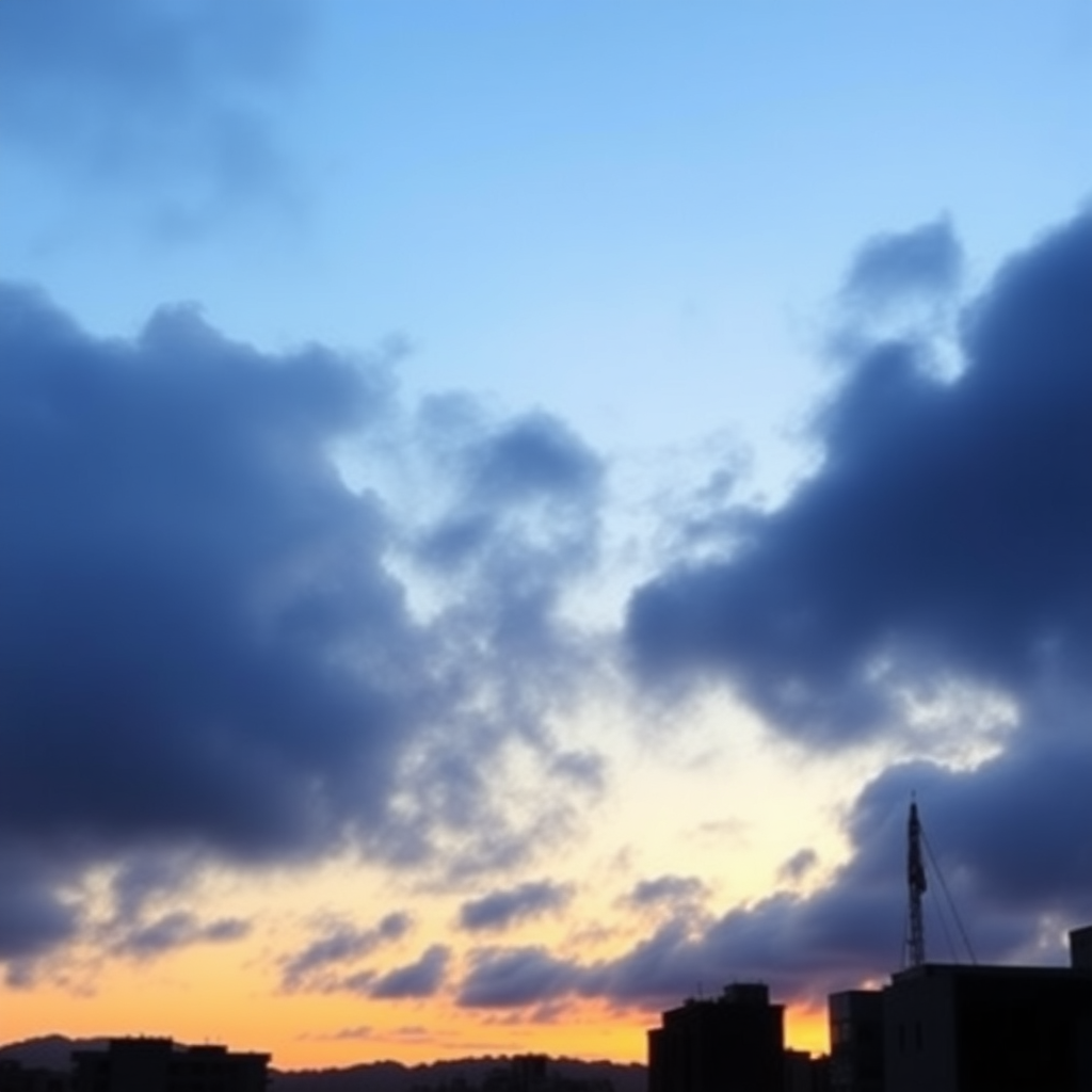 Dawn in San Francisco, sky with clouds