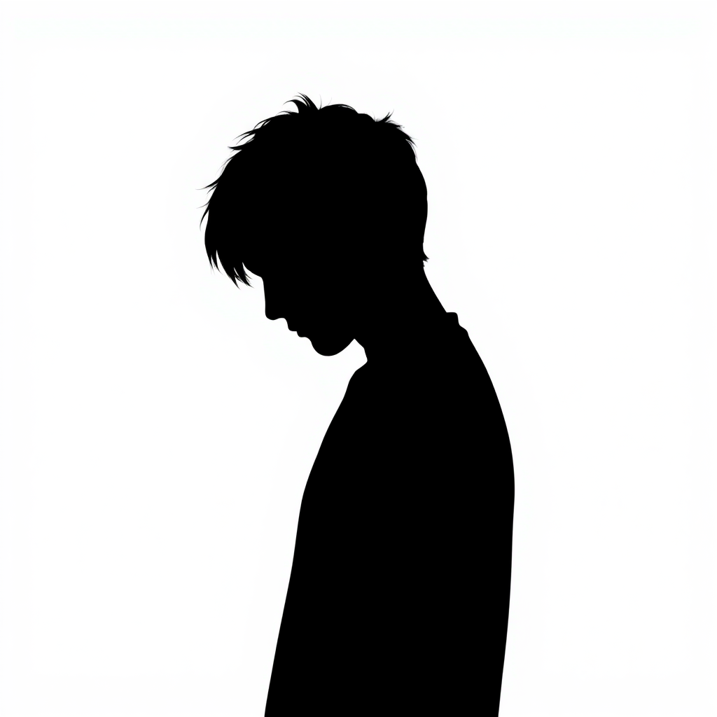 totally black human silhouette on a white background