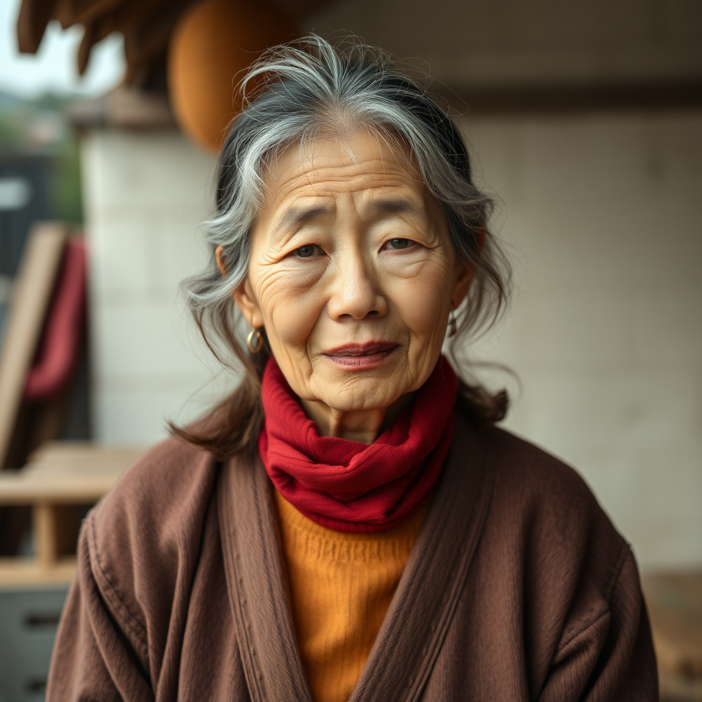 70 age old korean woman, front