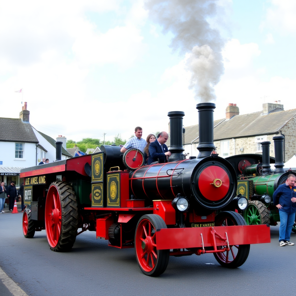 traction engine rally in a small cornish town