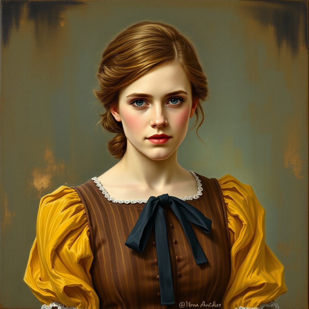 portrait painting of Emma Watson in the style of Anna Ancher