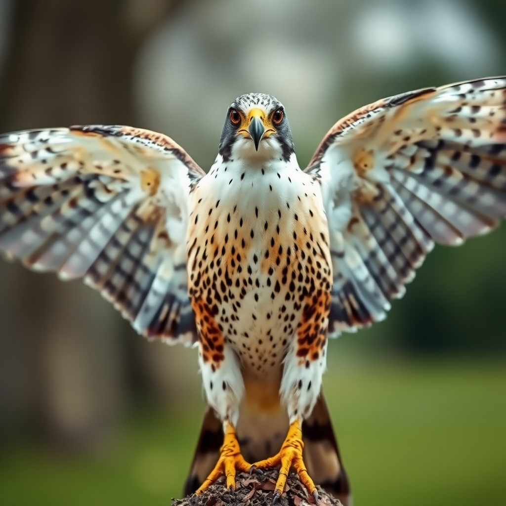 gerfalcon with wings wide open facing the camera 8K perfect quality realistic