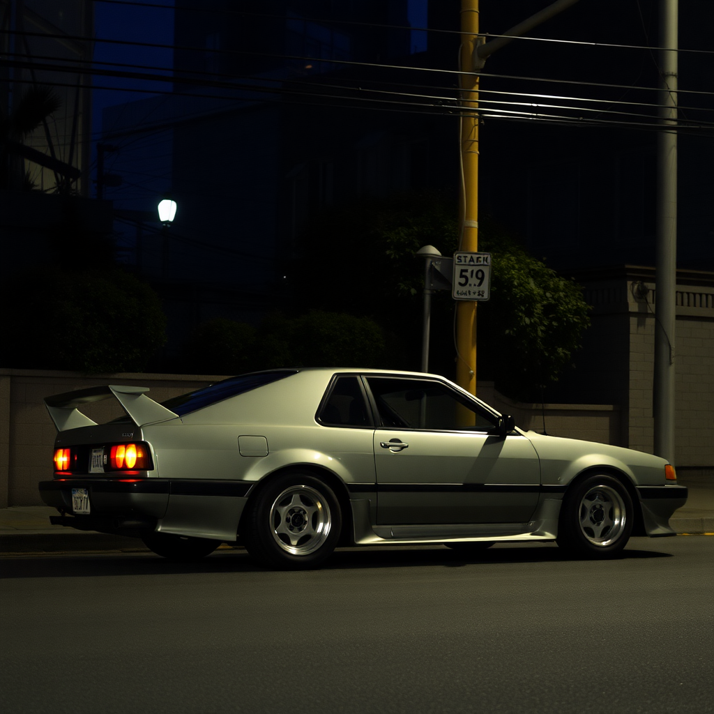 the car is parked on the side of the road, inspired by Taiyō Matsumoto, tumblr, restomod, nd4, c4