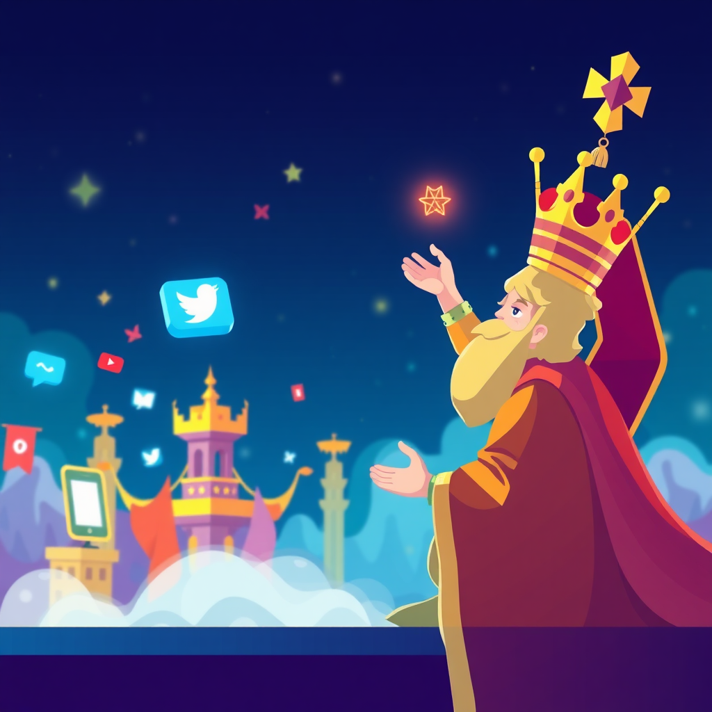 Social Media Content as a King. Animation. Vibrant