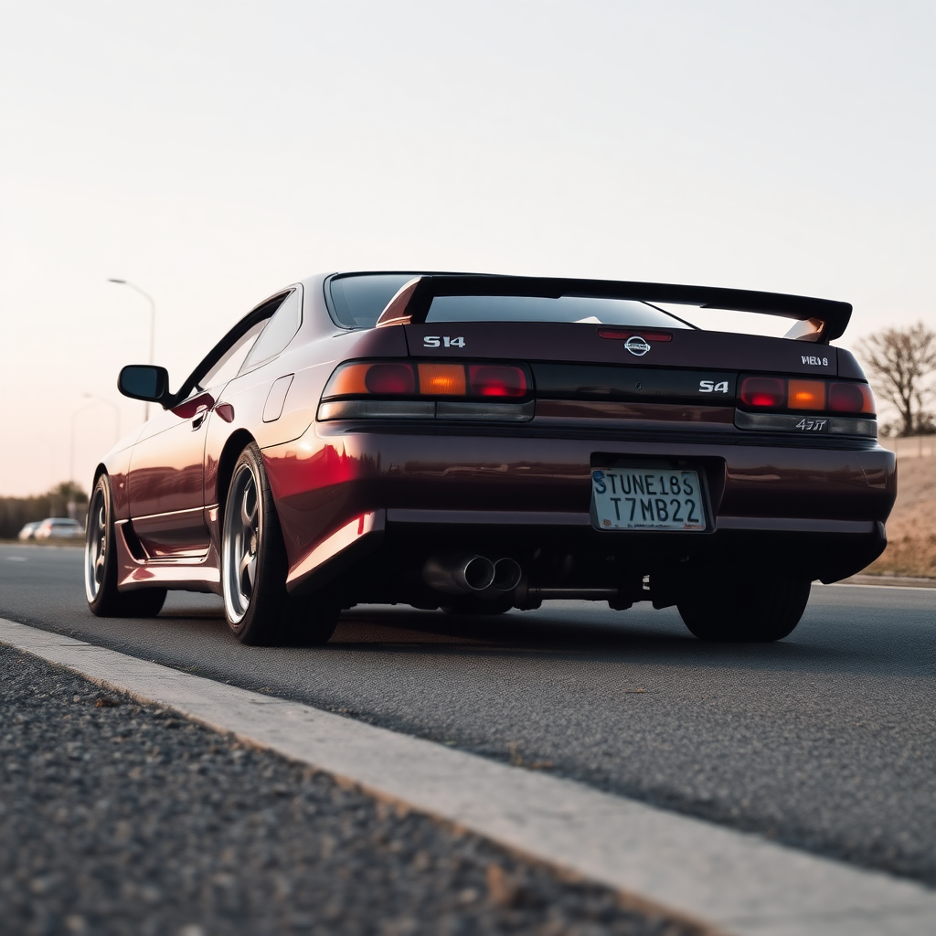 Nissan Silvia S14 the car is parked on the side of the road, inspired by Taiyō Matsumoto, Tumblr, restomod, ND4, C4