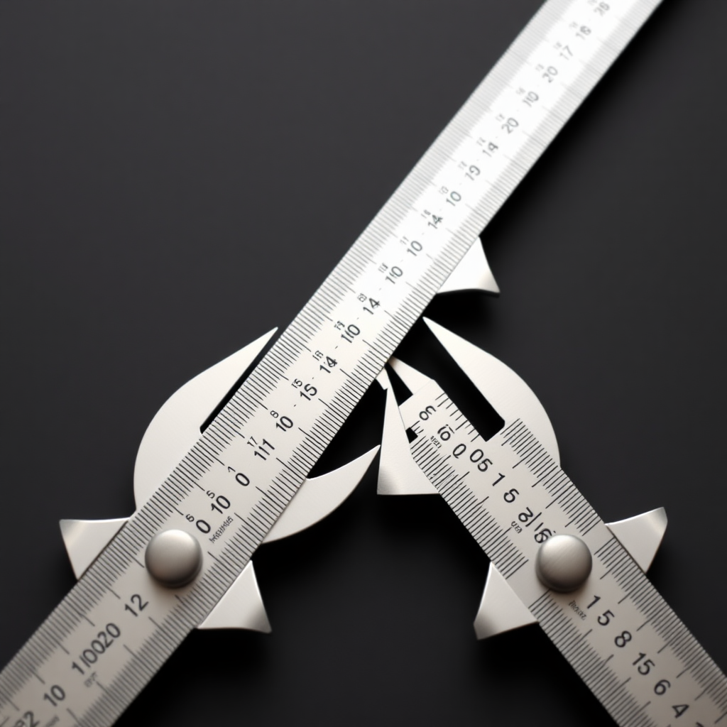 An image of 3 calipers recursively measuring each other. The smallest one has its jaws closed, the second one has the first one between its jaws, the third one has the second one between its jaws.