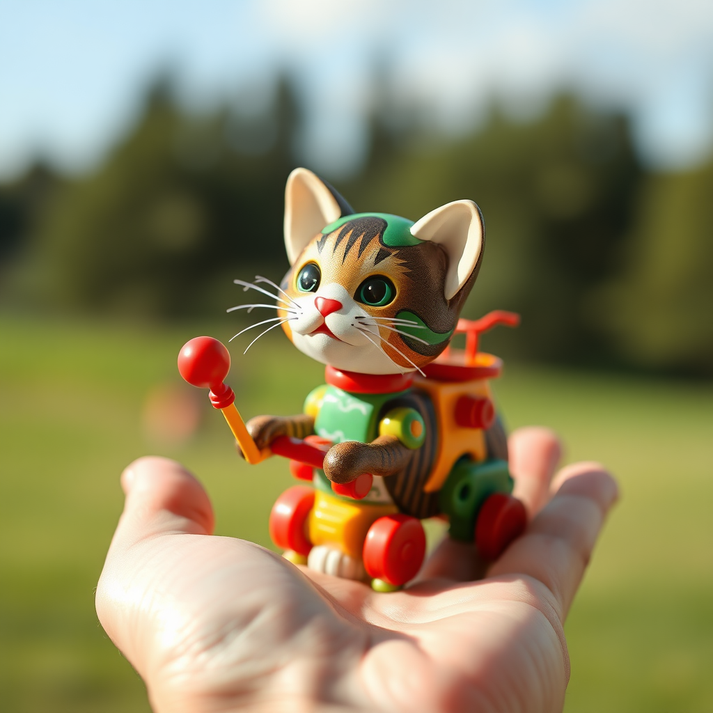 tinker toy, little cat in the world, in hand