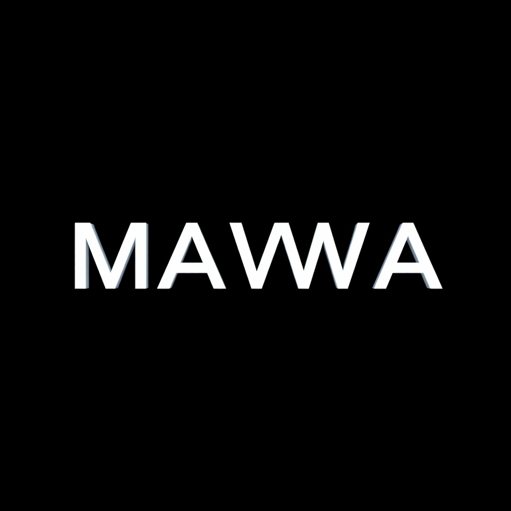 AI Compute Inspired Solid White Text That Says "MAWA" On Solid Black Background