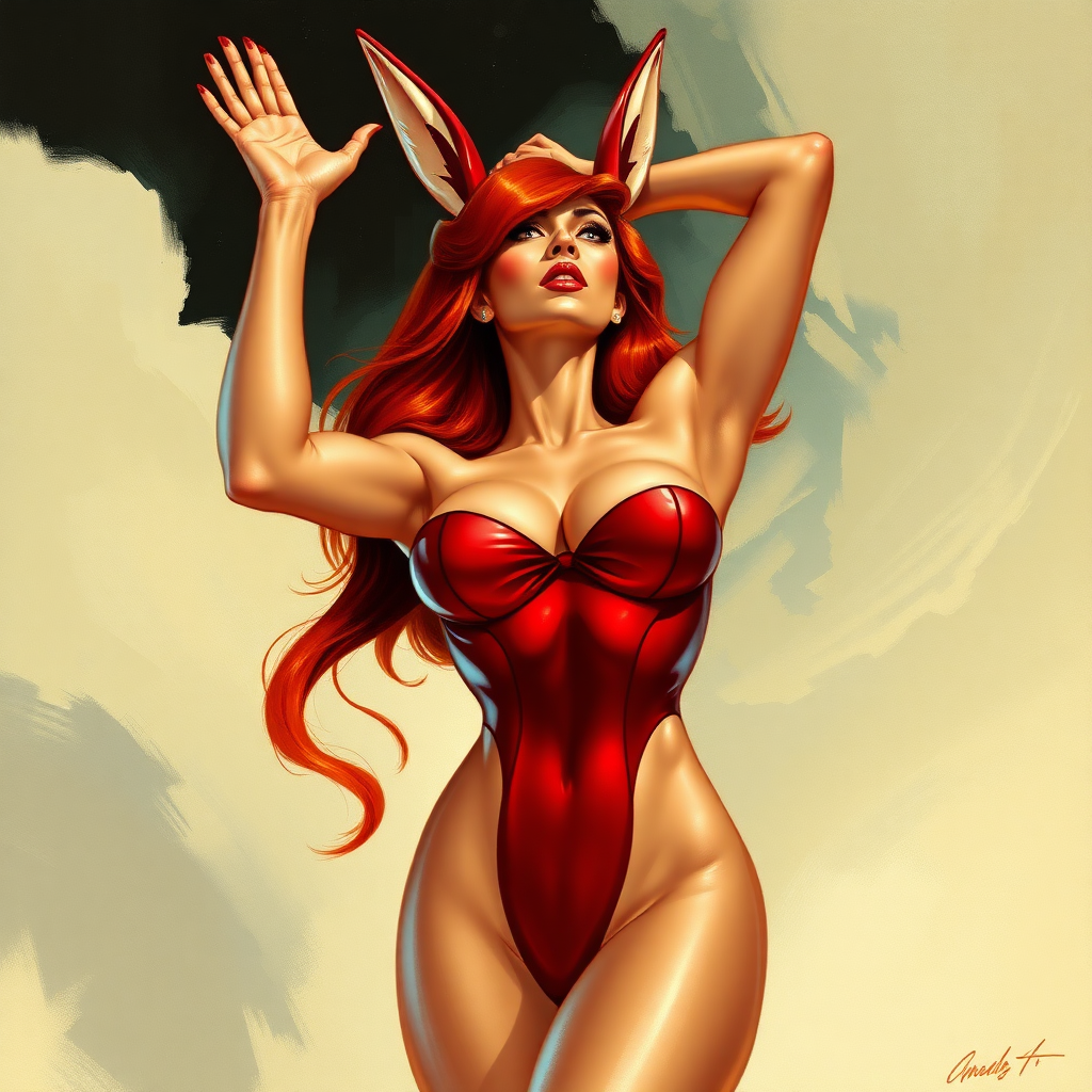 Imagine: if Frank Frazetta had originally painted Jessica Rabbit for adult comics - her arms up