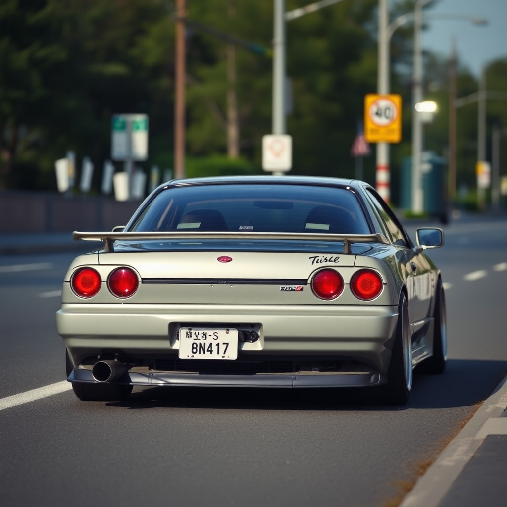 nissan silvia s14 the car is parked on the side of the road, inspired by Taiyō Matsumoto, tumblr, restomod, nd4, c4