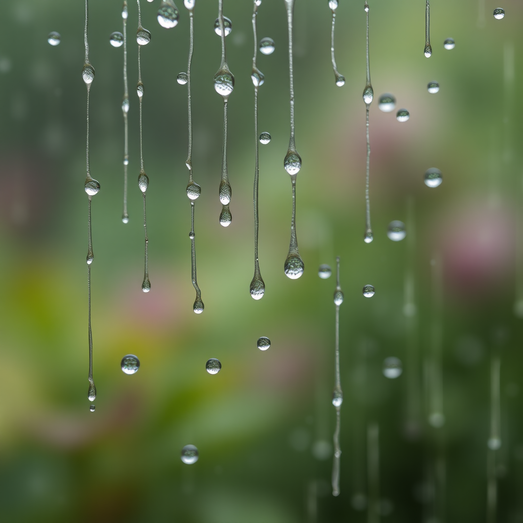 Raindrops falling, macro photography, natural scenery, high definition, large scene,