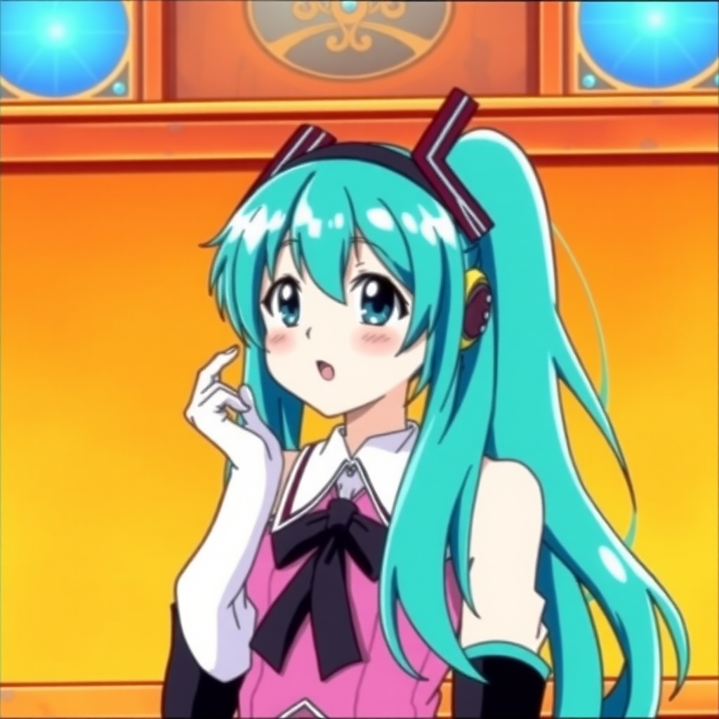 90s Anime screenshot of hatsune miku