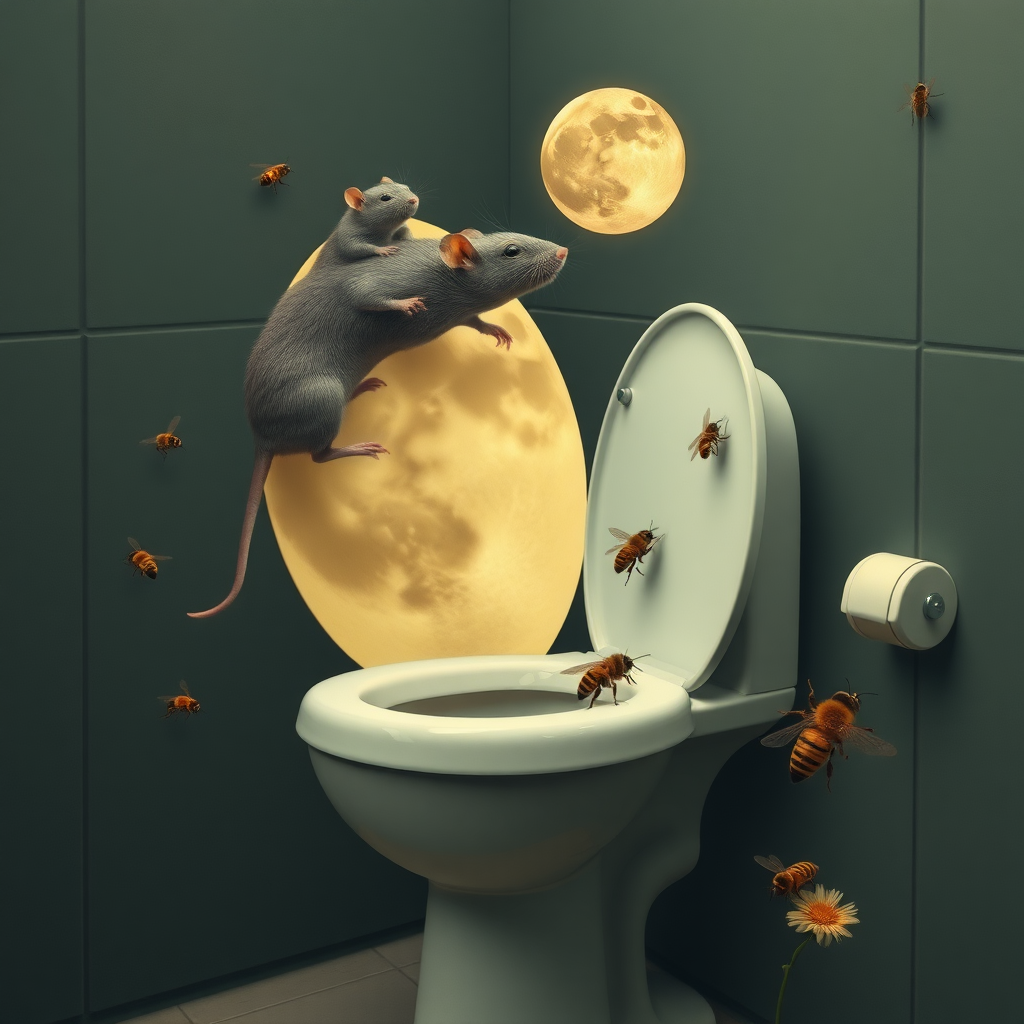 rats diving off the moon into a toilet, bees