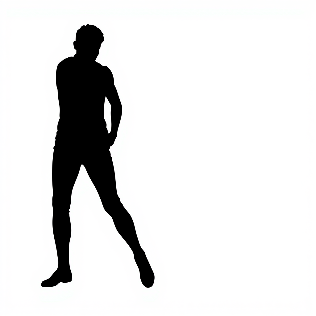 totally black human silhouette on a white background