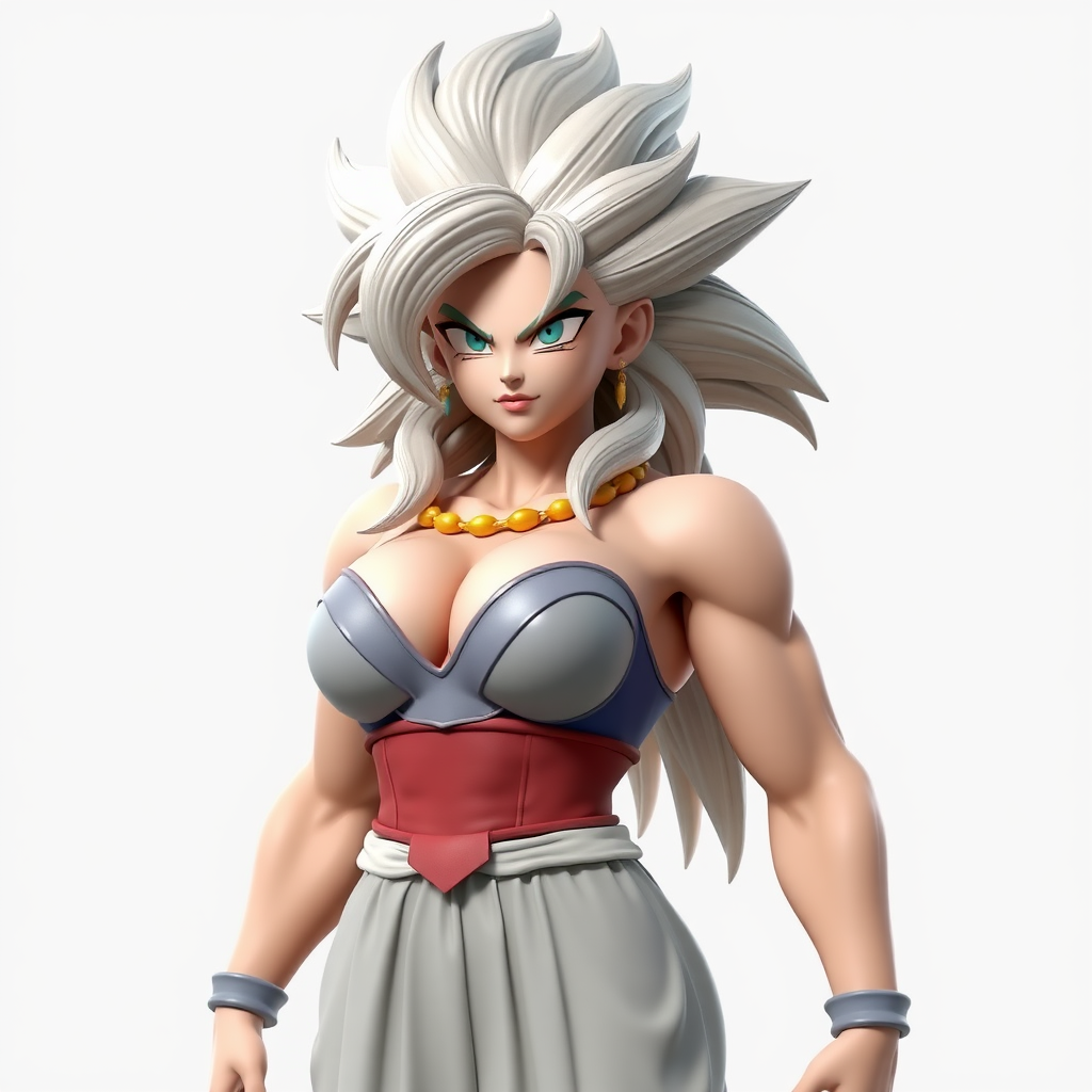 A female Super Saiyan with big breasts 3D modeling