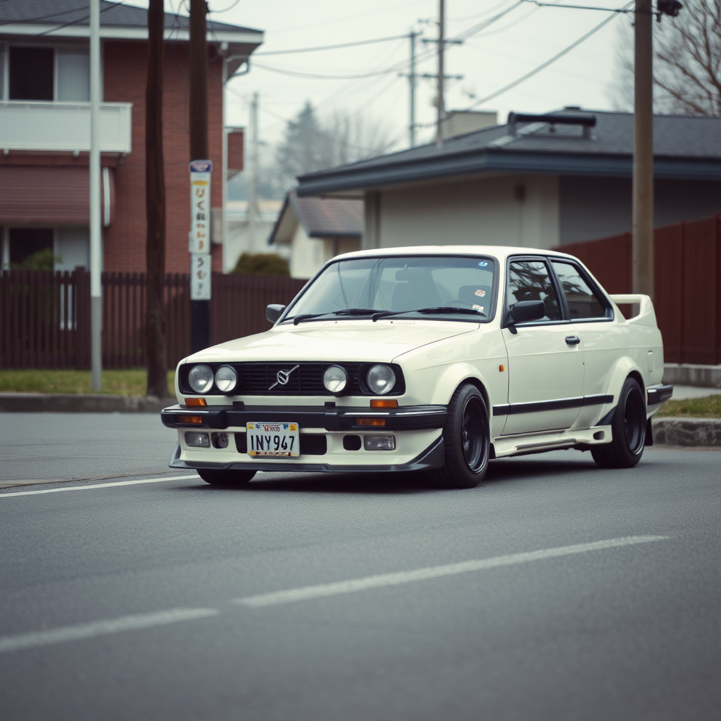 the car is parked on the side of the road, inspired by Taiyō Matsumoto, tumblr, restomod, nd4, c4