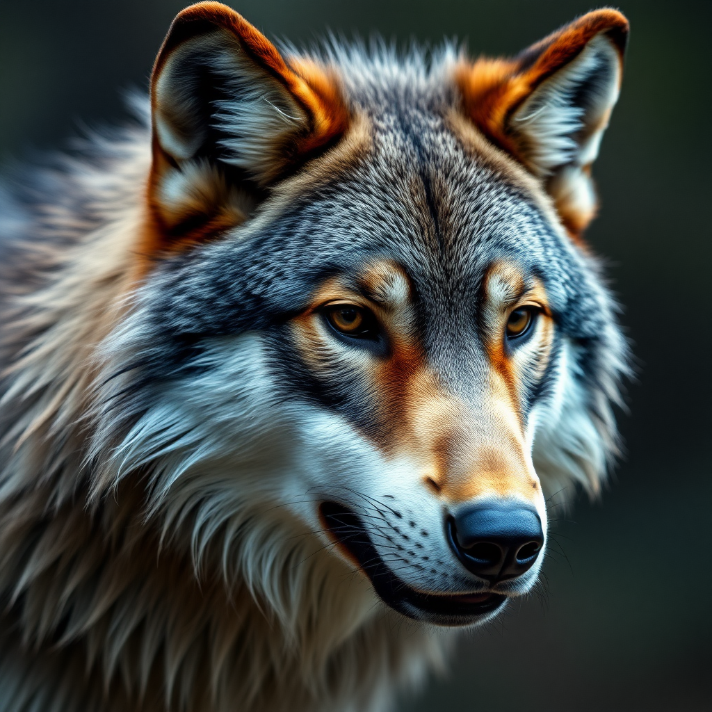 An anthropomorphic wolf, similar to a furries fursona. Photorealistic, photo, realistic image, 8k, intricately detailed.