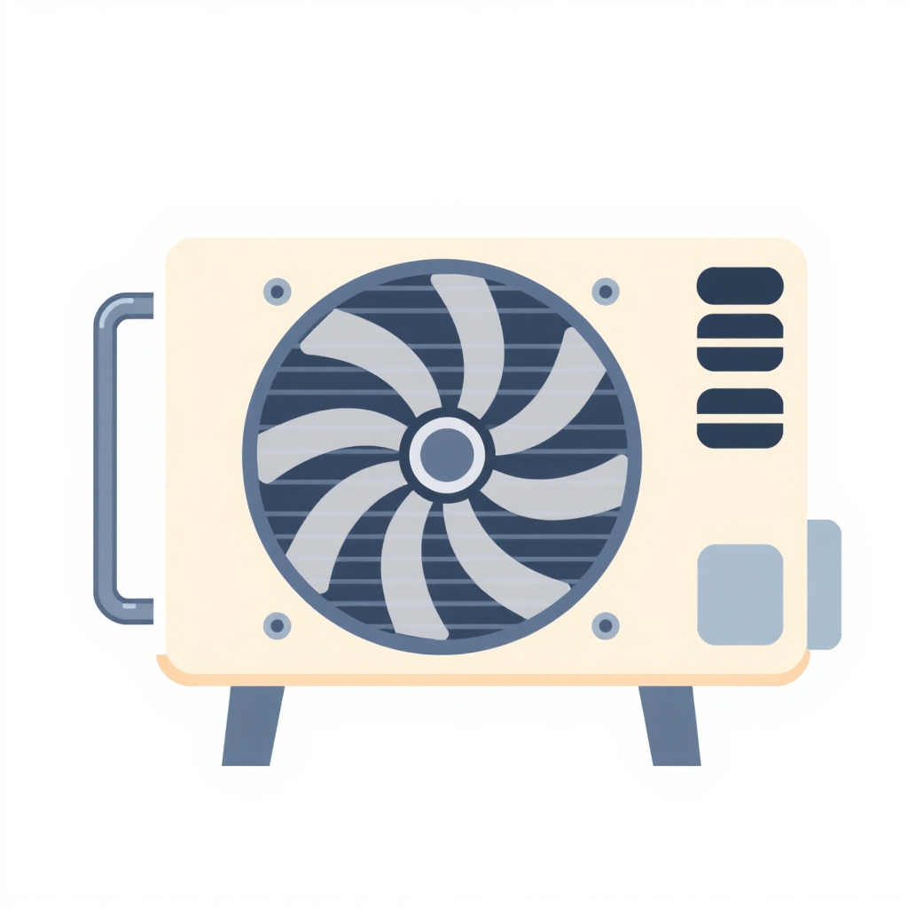 flat icon of air conditioning condenser, visible fan