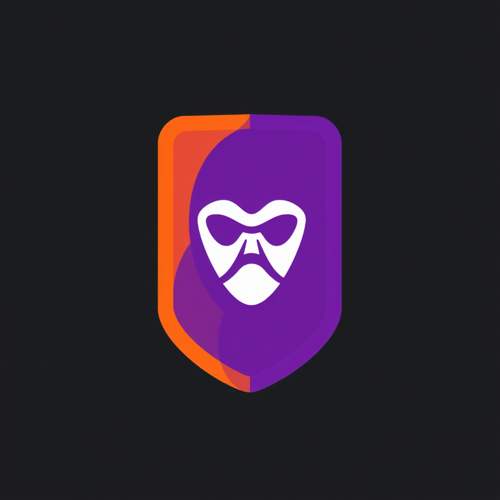 Purple orange white Logo representing phishing thieves.