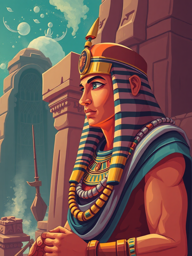 Create the following image prompt: An image in the style of Max Hofreiter and Egyptian style. Scene is freestyle.