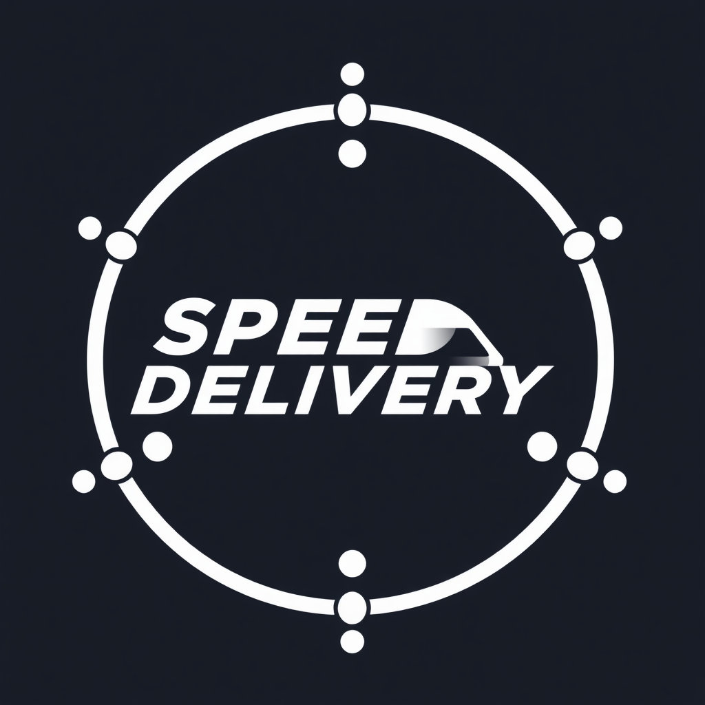 A logo themed around the "Speedy Delivery" studio, which engages in content related to data, requiring a simple and elegant design.