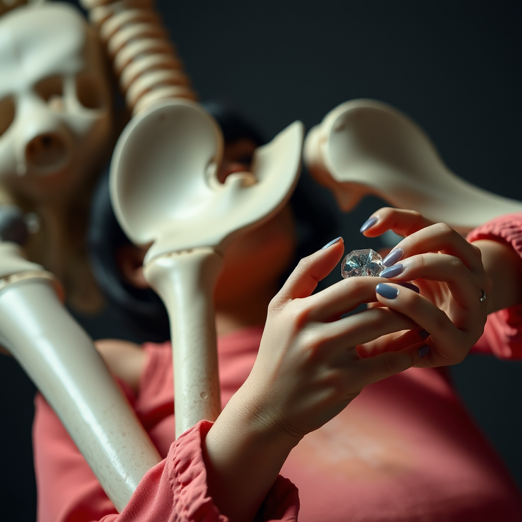 photo low angle xiaomeimei holds something near her iliac