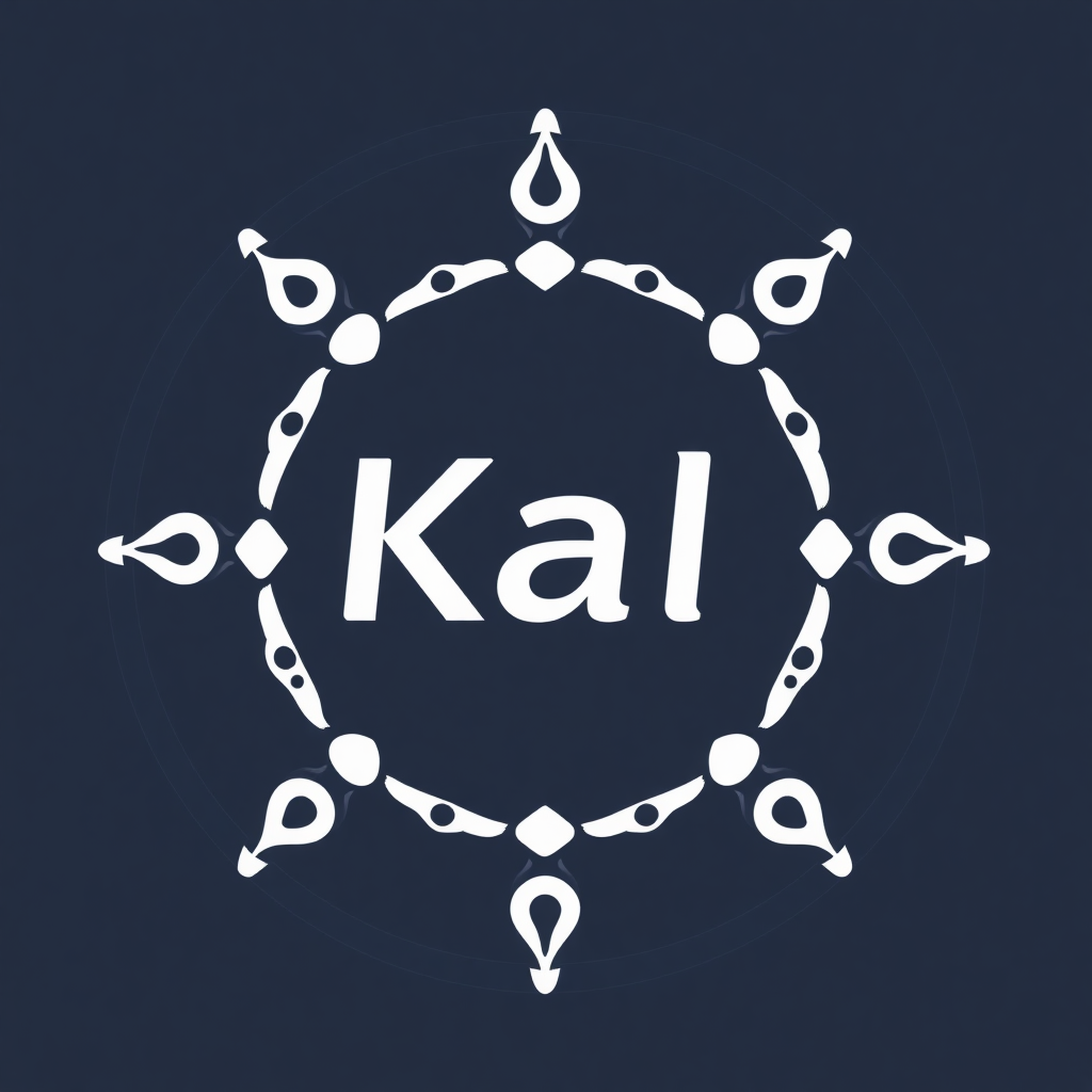 generate a simple modern vector logo with the word "Kali" within a circle for a marketing agency, duo tone