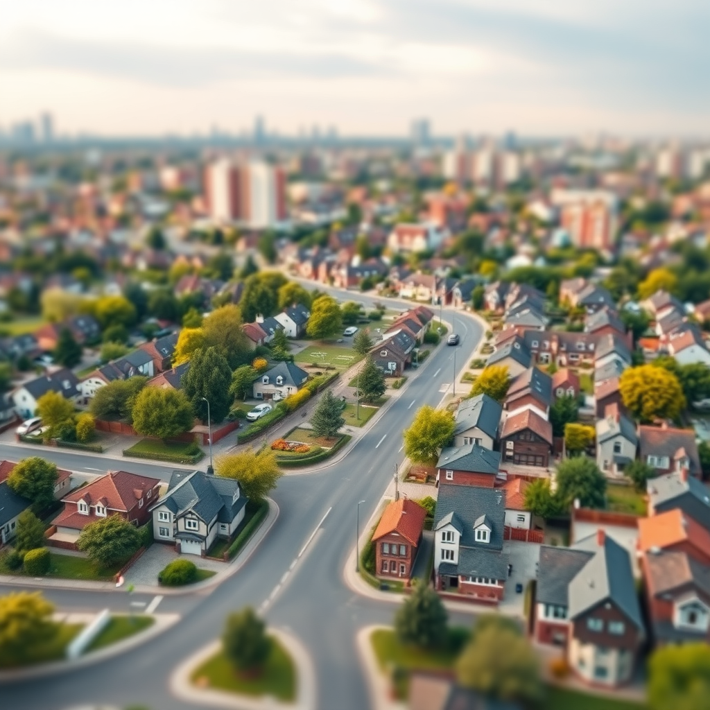 Miniature Photography of Residential Communities in the City, Tilt-Shift, HD 4K, Large Scene, Wide Angle