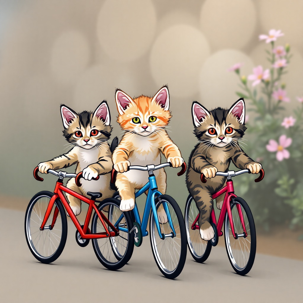 3 cycling kittens