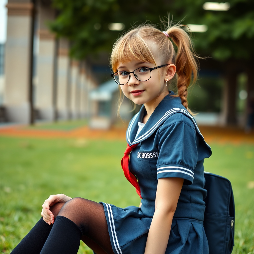 photo giantess schoolgirl wearing uniform sits