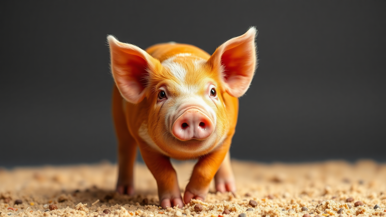 photo,red-eyes orange pig,full body