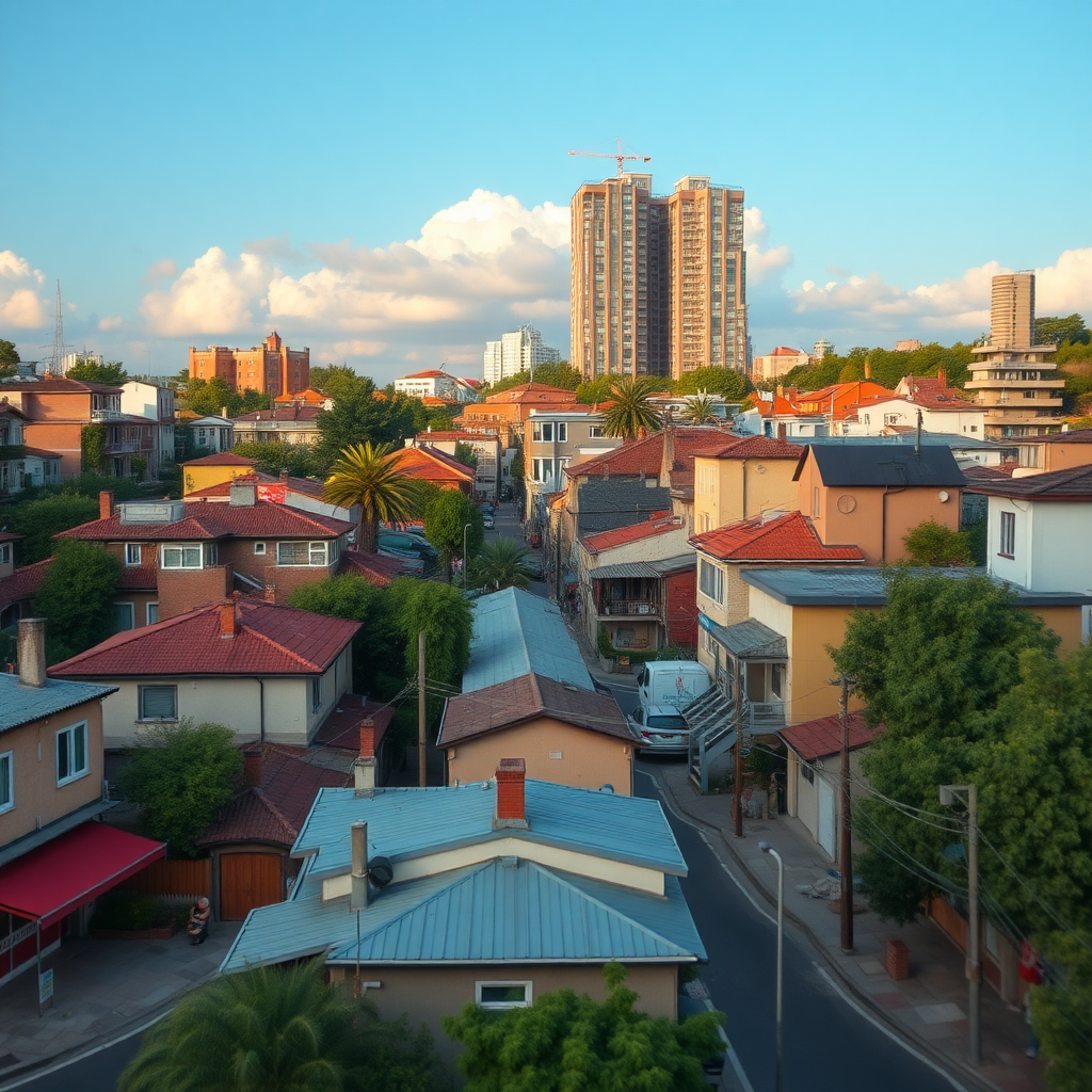 Neighborhoods in the city, macro photography, high-definition 4K, large scenes.