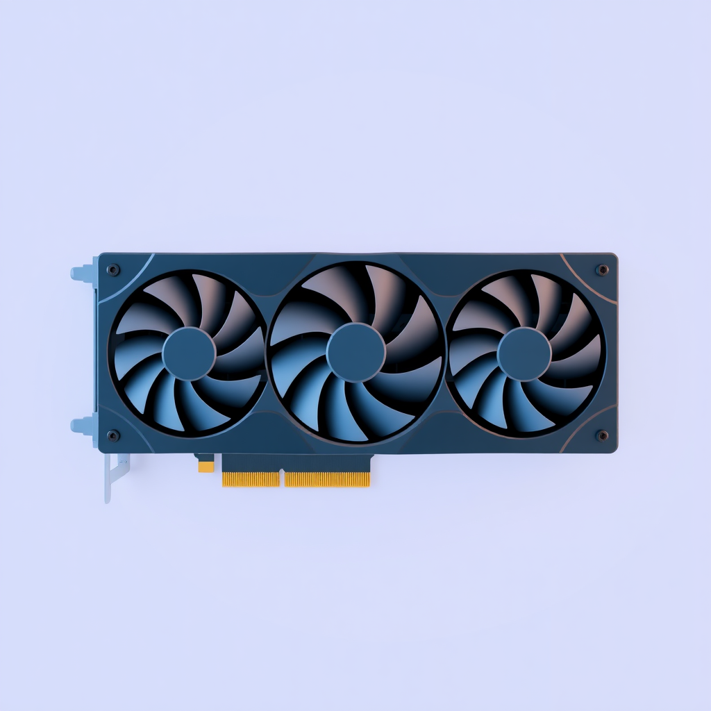 flat icon of gpu with three fans