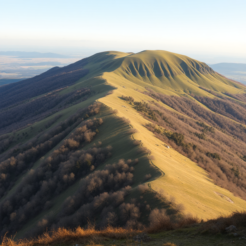 flat high hill in the background