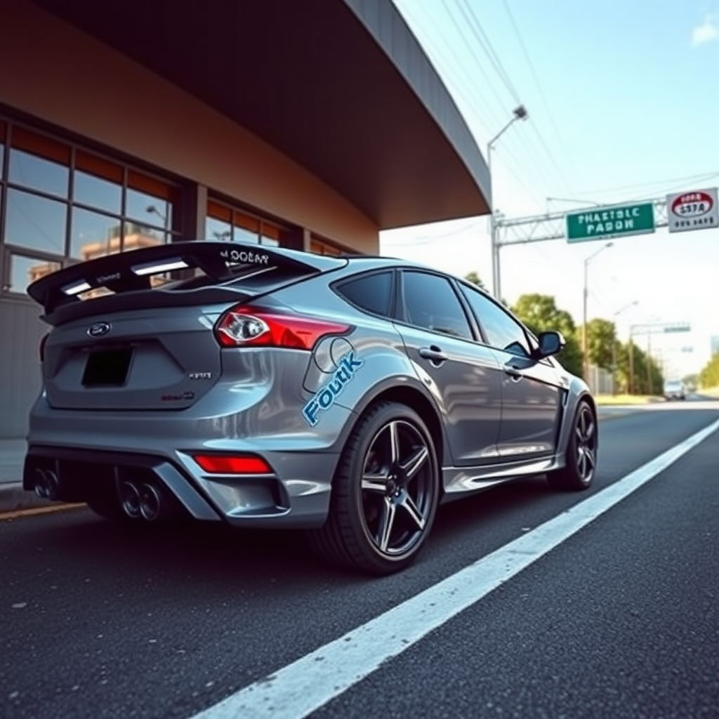 concept ford focus rs 2009 4x4 car is parked on the side of the road, inspired by Taiyō Matsumoto, tumblr, restomod, nd4, c4