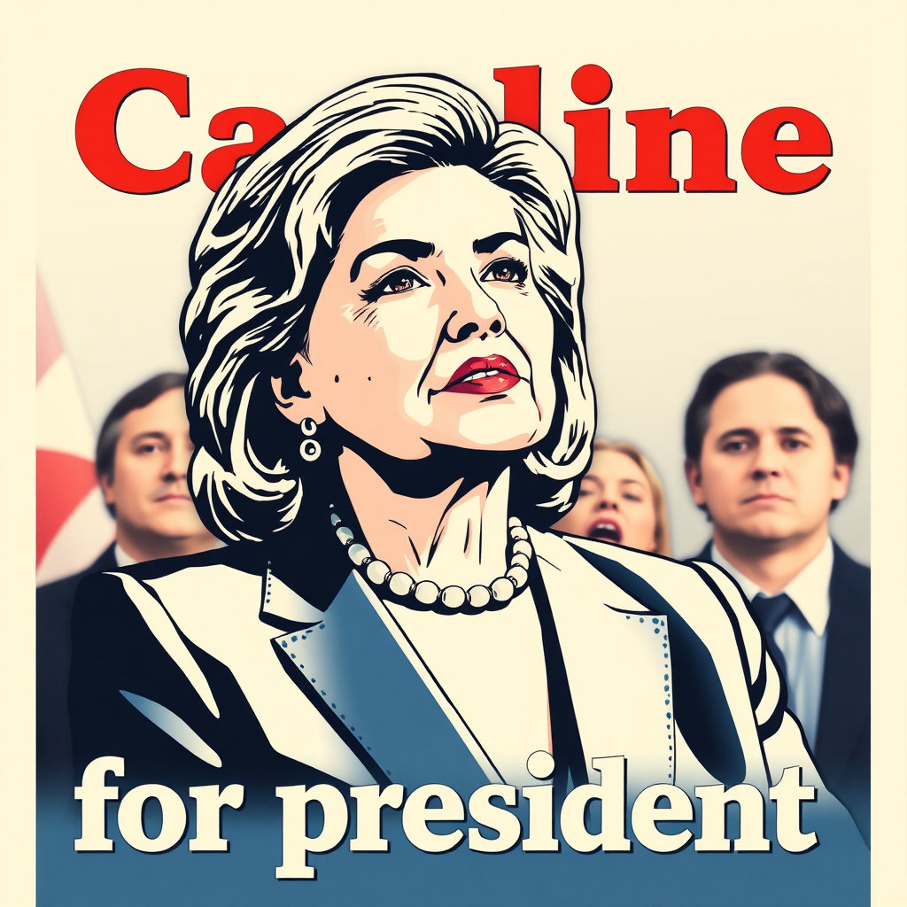 I want a social realistic poster with the text "Caroline for president"