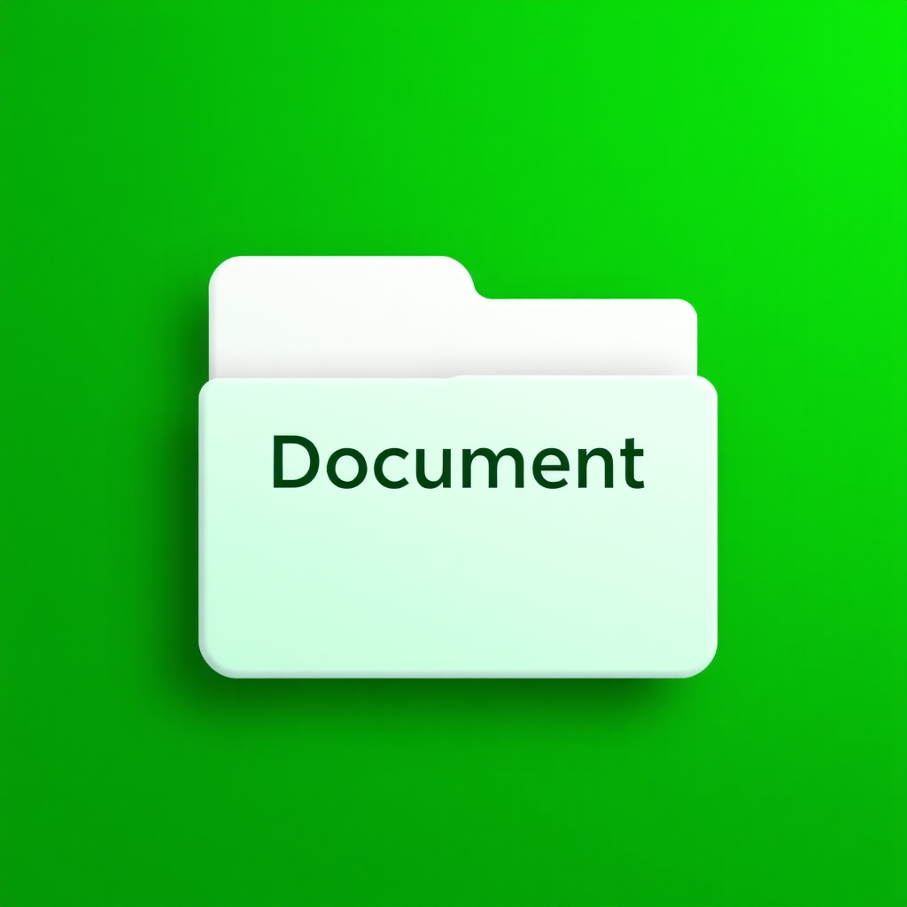 an icon of a Windows 11 file with a green background that represents the documents folder, school, text