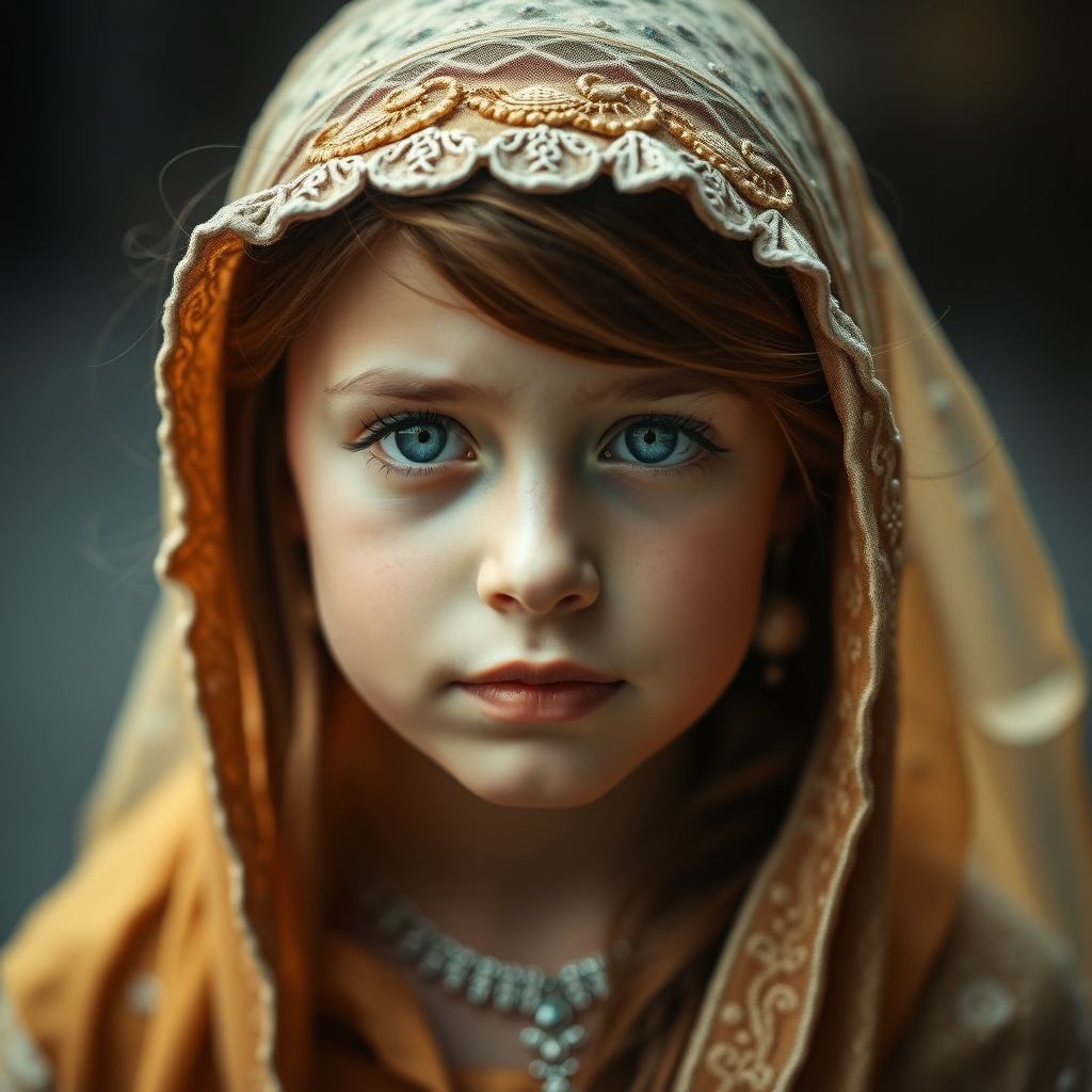 A beautiful girl of marriageable age, with blue eyes